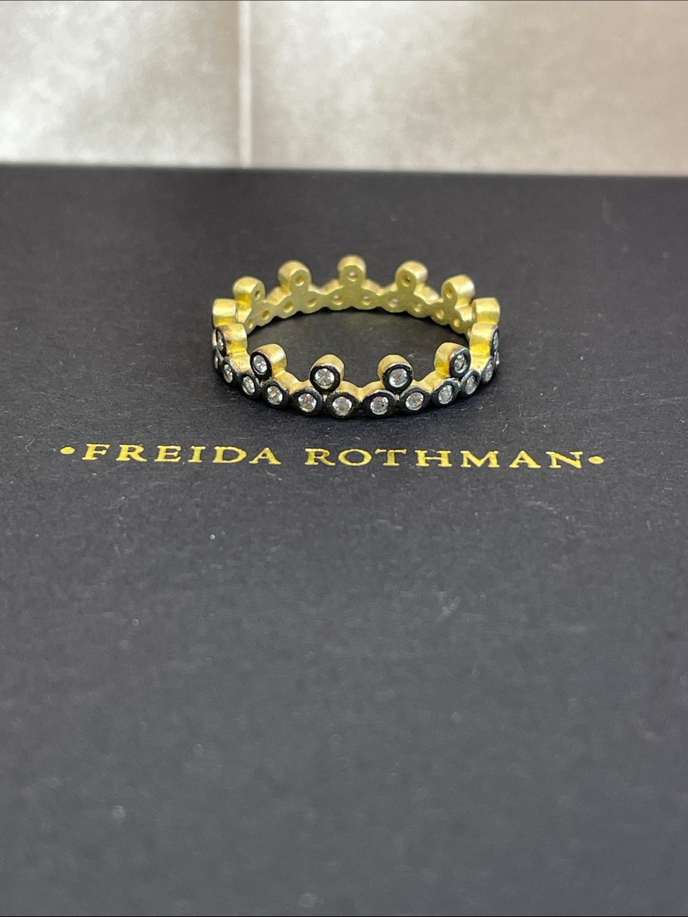 Freida Rothman Bezel Set Stacking Crown Ring Size 9 - NWT $150 MSRP